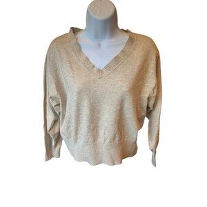 A New Day Sweater Size Small Oatmeal V Neck Knit Top Fine Gauge Pullover Target